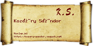 Kozáry Sándor névjegykártya