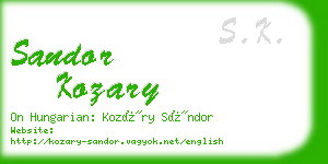 sandor kozary business card